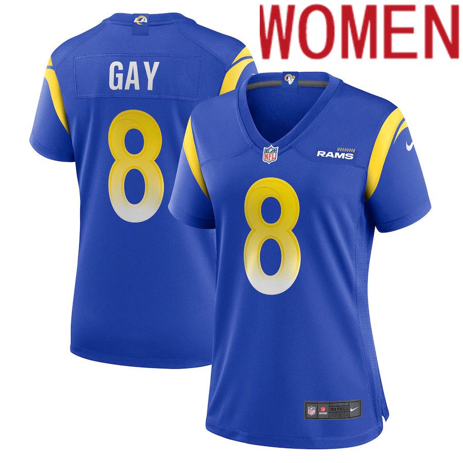 Women Los Angeles Rams #8 Matt Gay Nike Royal Game NFL Jersey->women nfl jersey->Women Jersey